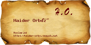 Haider Orbó névjegykártya